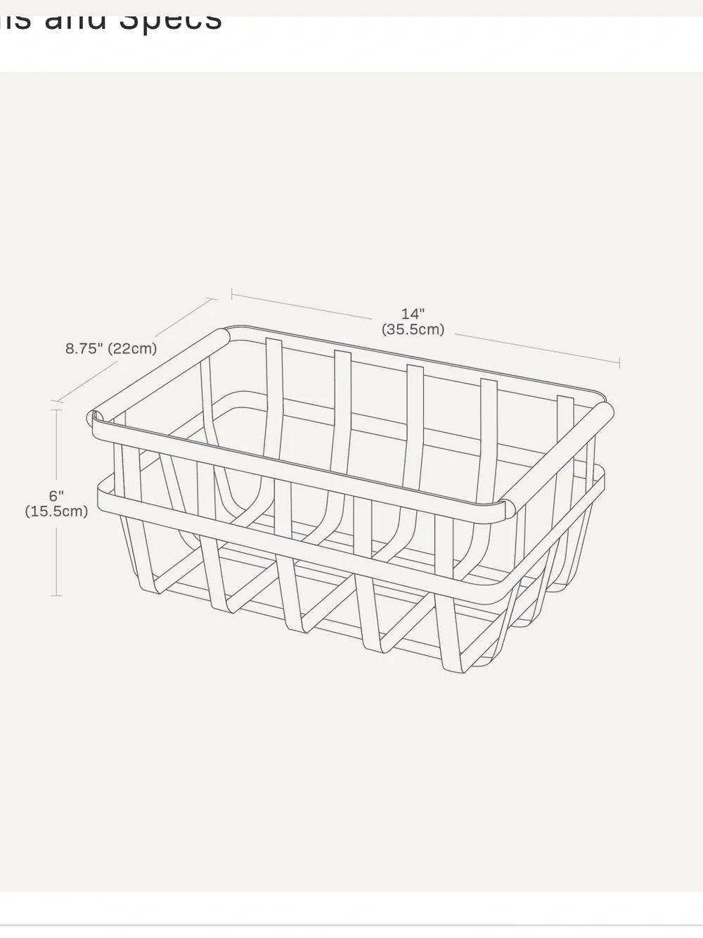 Yamazaki White Metal Basket with Wooden Handles